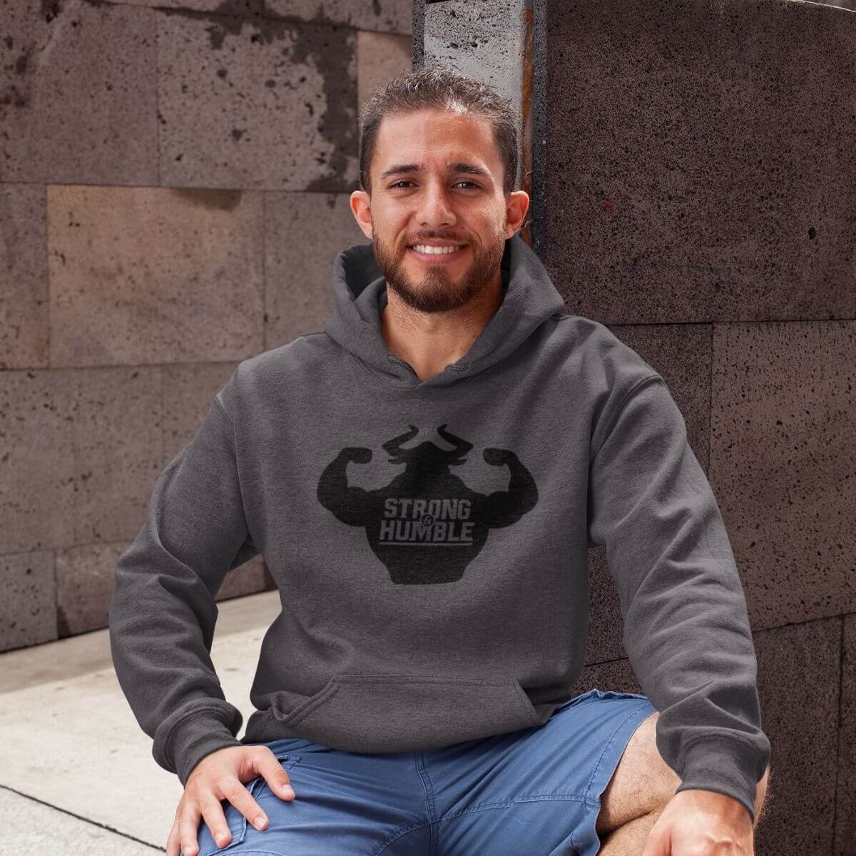 Classic Strong and Humble Men's Dark Heather Grey Hoodie Hoodie - Strong and Humble Apparel