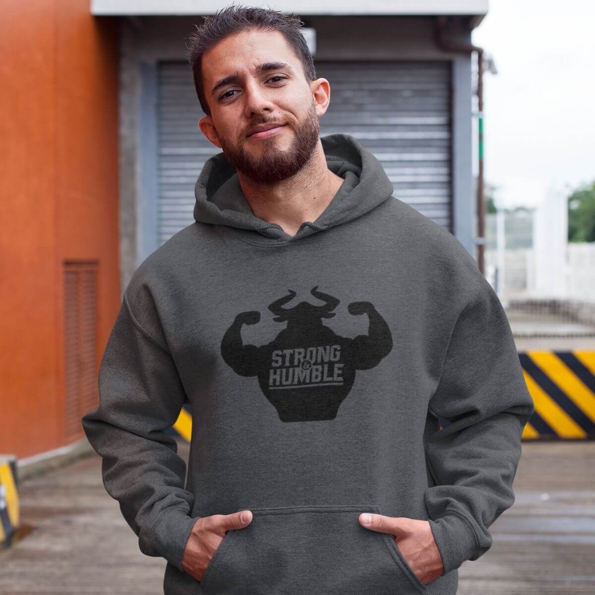 Classic Strong and Humble Men's Dark Heather Grey Hoodie – Strong