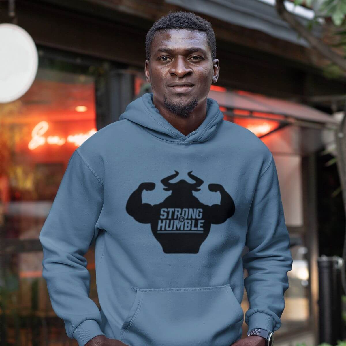 Classic Logo Strong and Humble Men's Indigo Blue Hoodie – Strong and Humble  Apparel