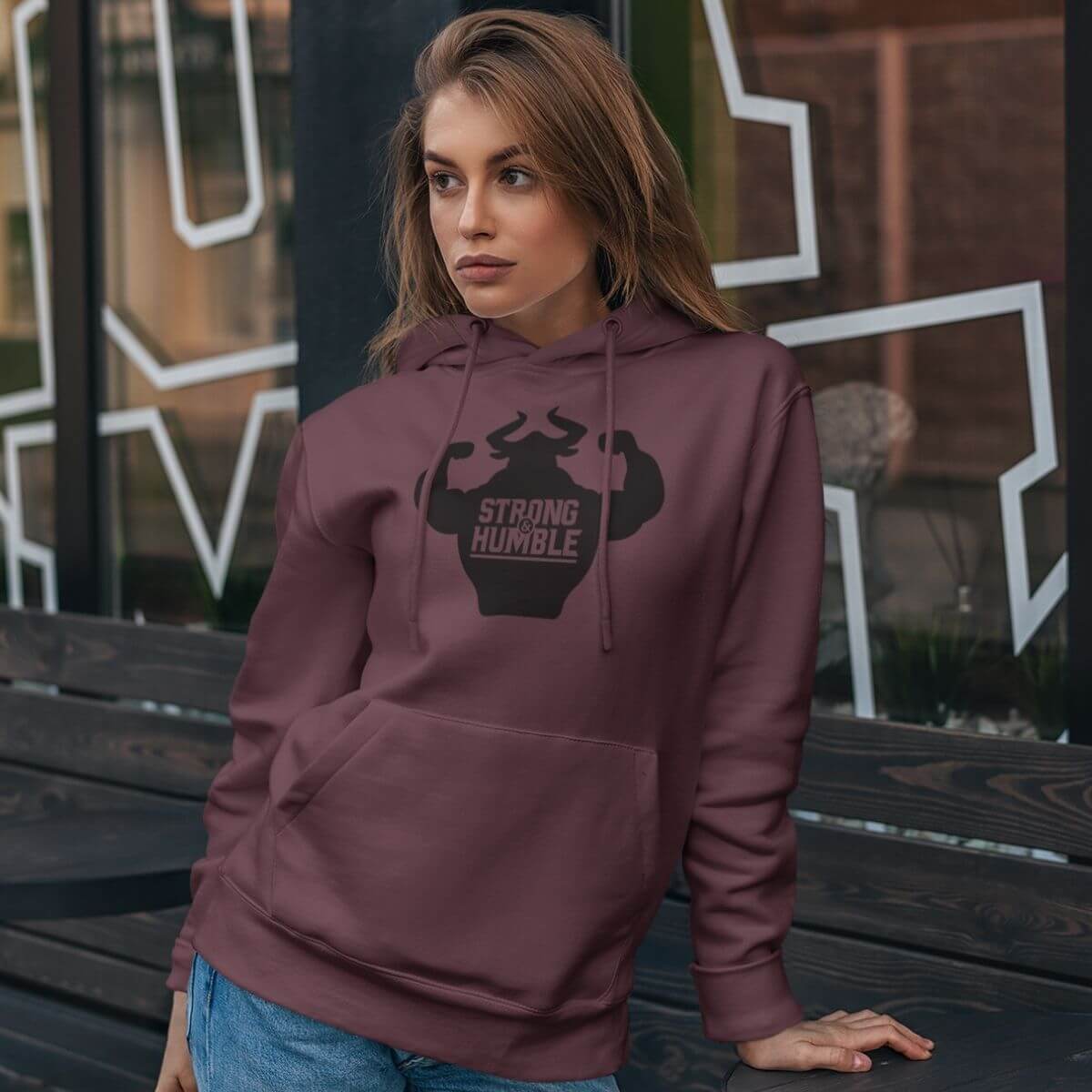 Classic Strong and Humble Women's Dark Heather Grey Hoodie
