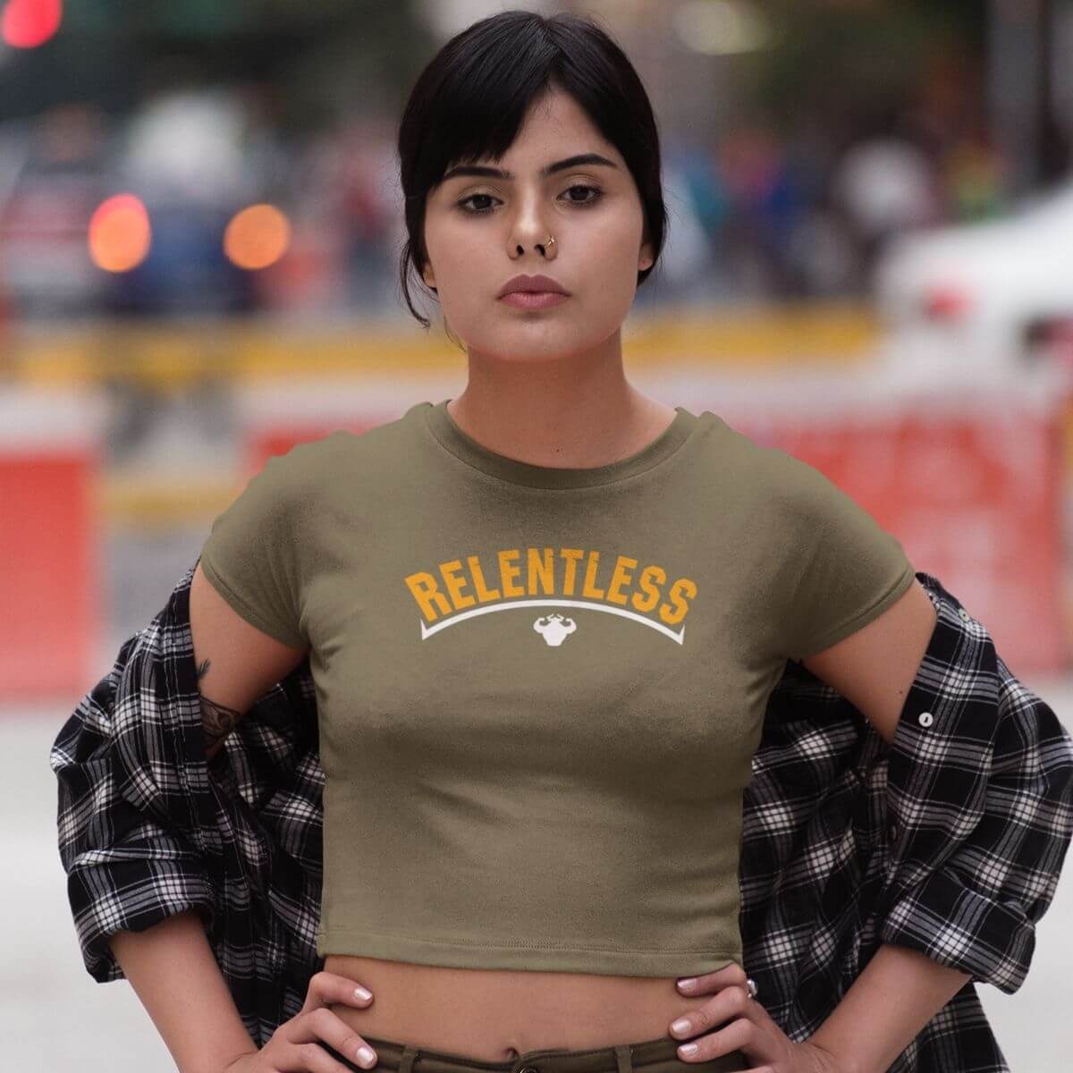 Relentless Women's Crop Top T-shirt - Strong and Humble Apparel